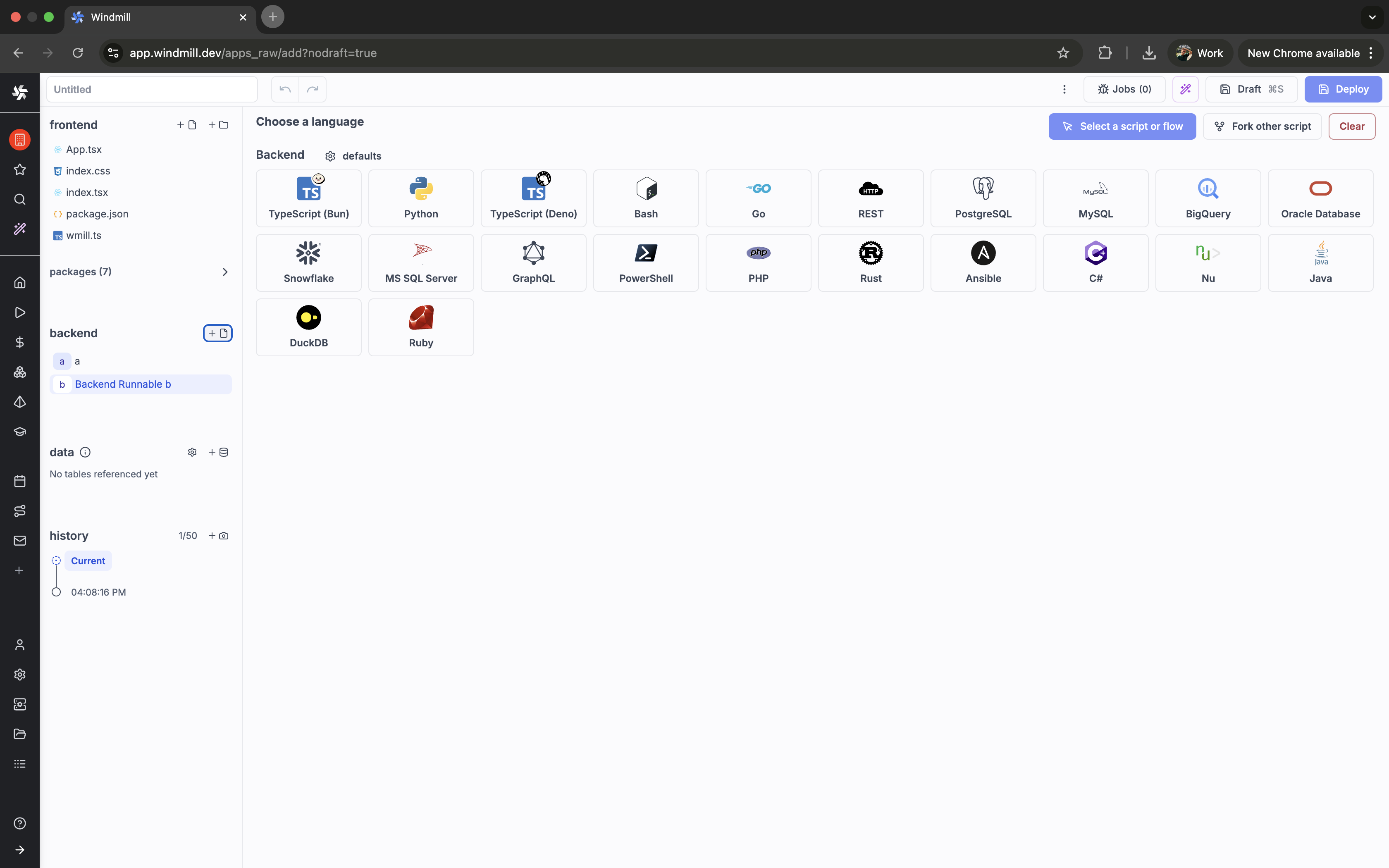 Backend languages