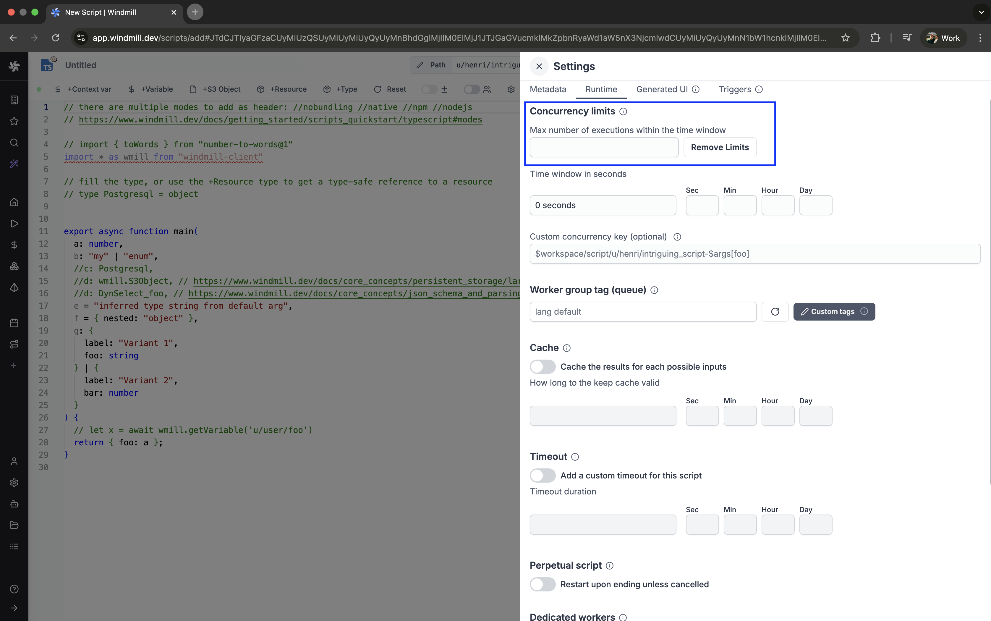 Concurrency limit